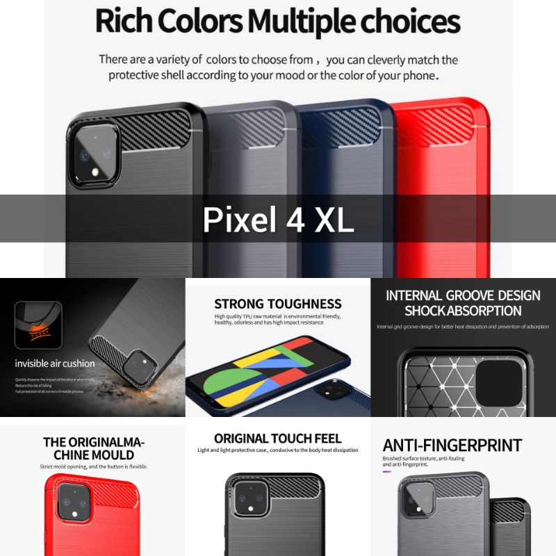 Case Pixel 4XL Soft Case Brushed Carbon Fiber Shockproof Pixel 4 XL
