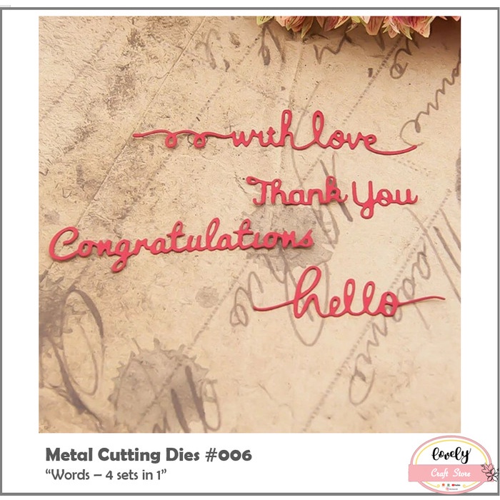 

Hari Ini Metal Cutting Dies - 4Pcs Letter Congratulations, Love, Hello Promo