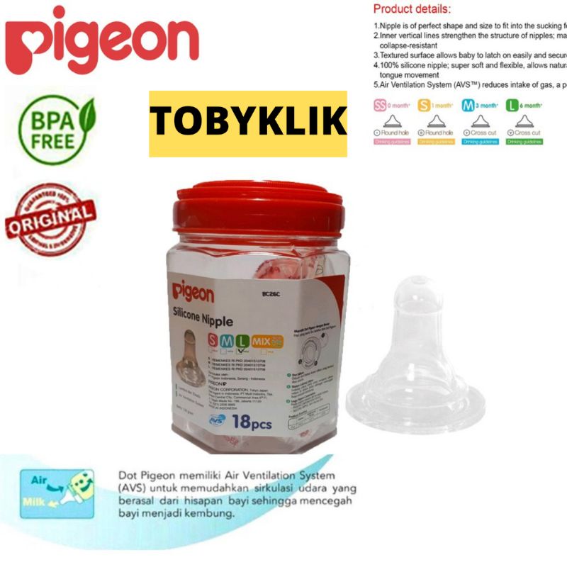 Pigeon DOT TOPLES isi 18 Silicone nipple