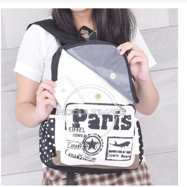 Tas Ransel Wanita IM JS-507 Kanvas / Tas Backpack Kanvas Import/ Tas Sekolah Anak / BACKPACK Wanita