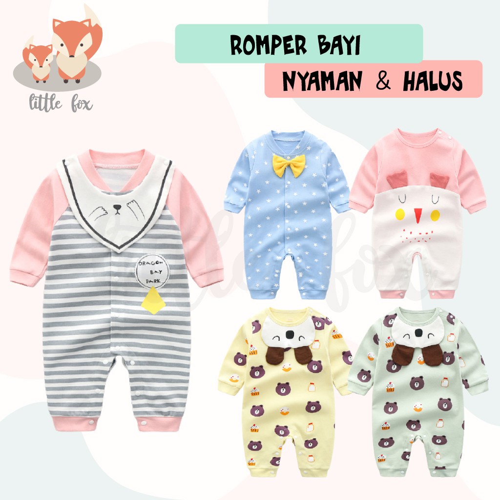 BAJU BAYI / ROMPER BABY / MOTIF KARAKTER 100% KATUN HALUS JUMPER LENGAN PANJANG