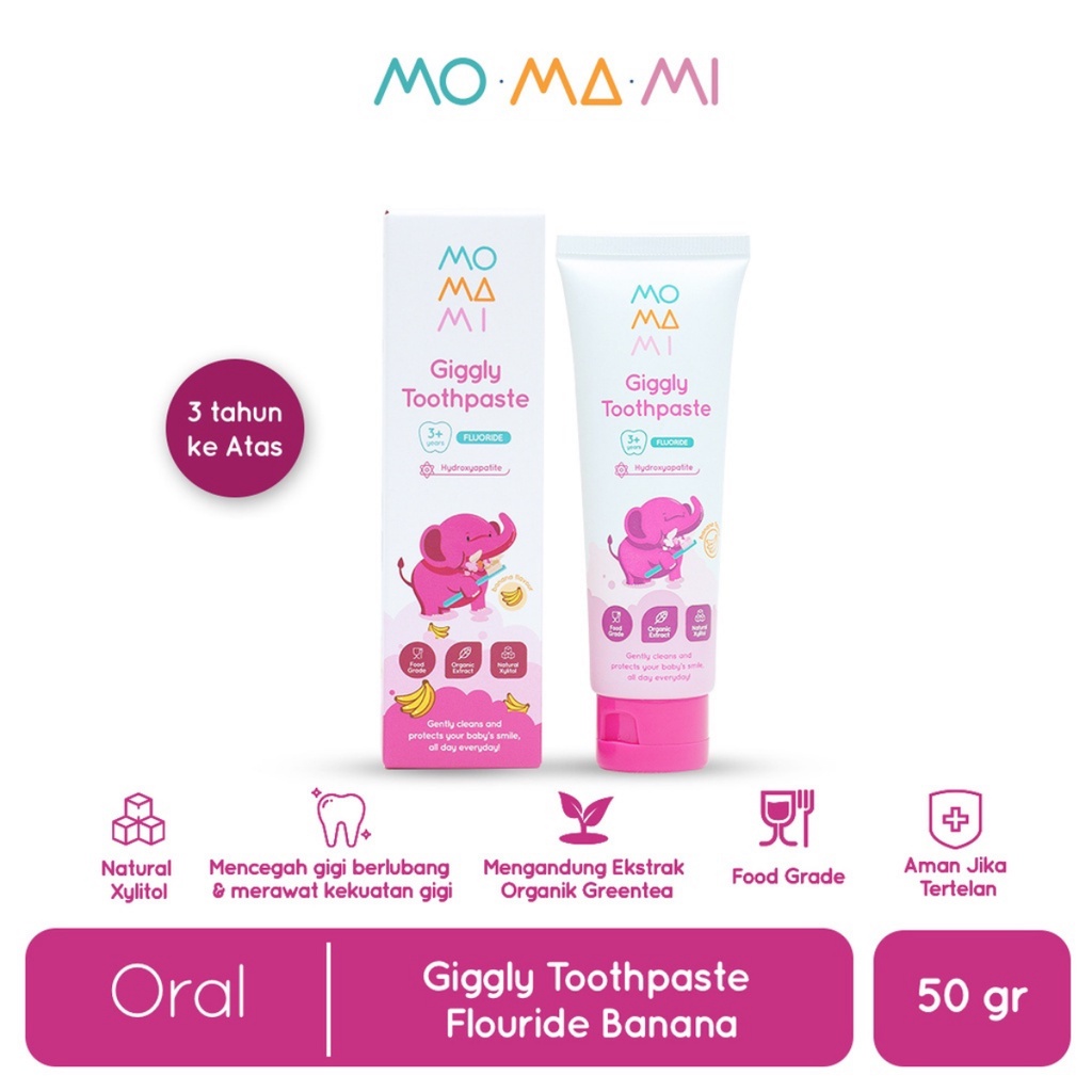 Momami Giggly Toothpaste With Fluoride Banana Pasta Gigi Anak 50gr