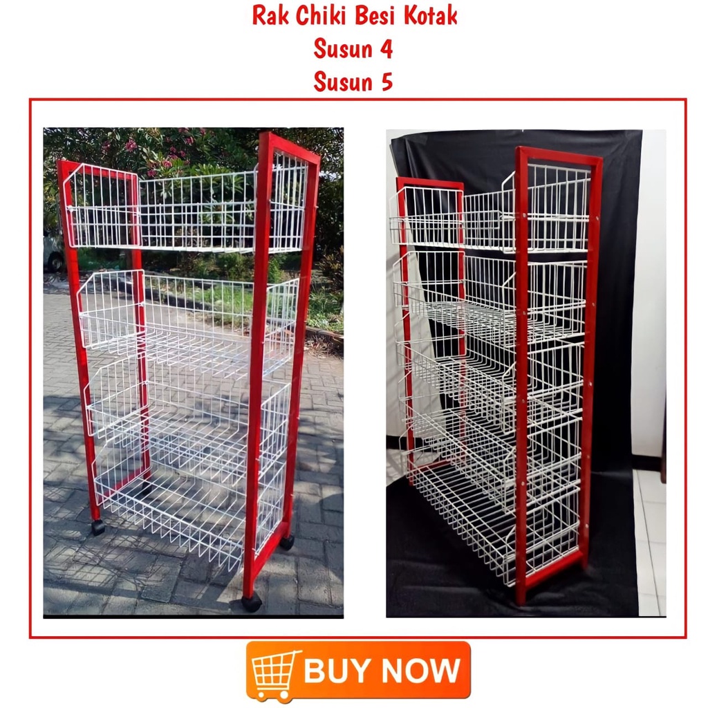 RAK MINI MARKET KOTAK RODA/Rak Chiki Kotak Susun 4 &amp; 5/Keranjang Chiki/Rak Toko/Rak Penyimpanan/Rak Serbaguna