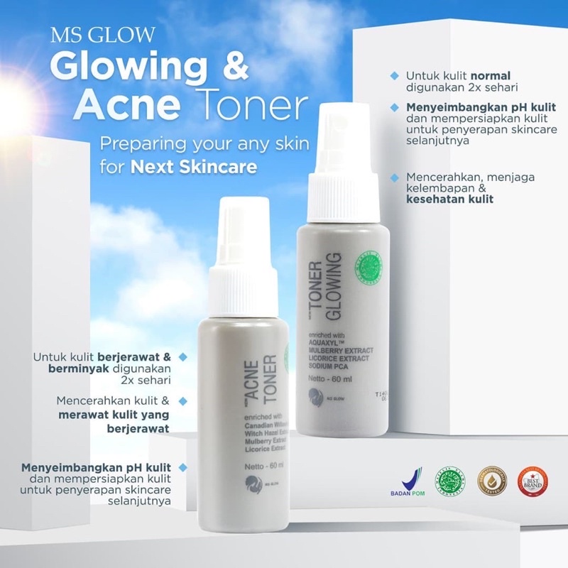 MS GLOW [𝐁𝐏𝐎𝐌] PAKET WHITENING ACNE ULTIMATE LUMINOUS ORIGINAL 100% Paket Wajah Lengkap Semua Series Msglow