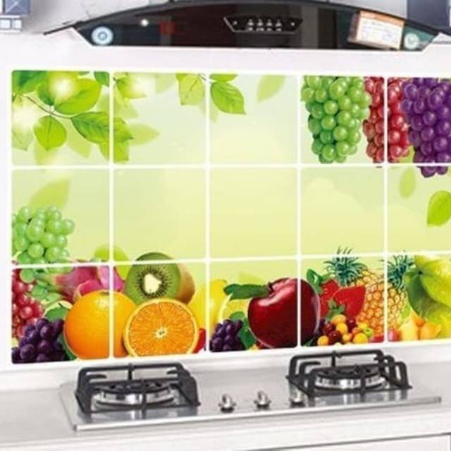 Stiker Dinding Kitchen Dapur 45x75cm Motif Karakter Anggur Buah Buahan Dekorasi Restoran