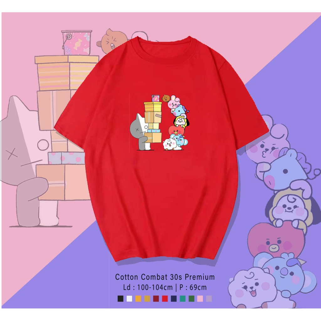 BT21 GIVE   / TERMURAH BAJU KAOS KATUN WANITA/ PRIA UNISEX LENGAN PENDEK / TUMBLR TEE