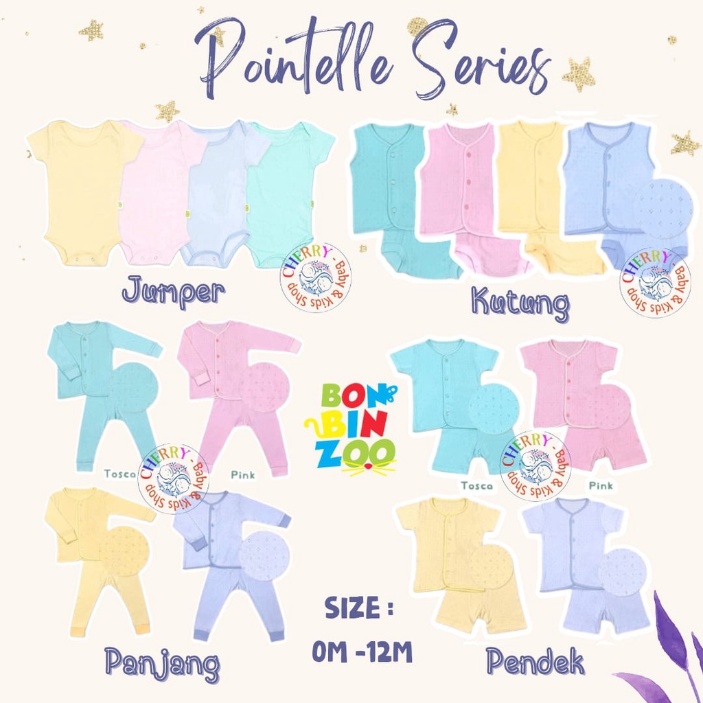 Bonbinzoo 0-12 Bulan Setelan Pointelle Kutung /Panjang / Pendek / Jumper Bayi Polos Warna Lembut Pastel SNI 0-3 / 3-6 / 6-12m CBKS Jumper P10