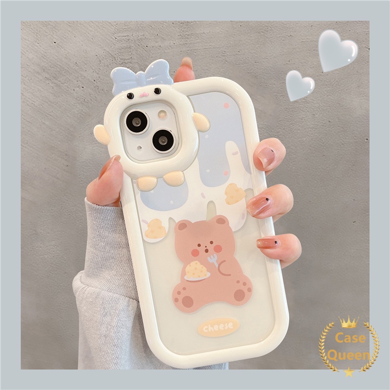 Soft Case TPU Motif Kartun Es Krim Beruang Kelinci 3D Untuk IPhone 6 6S 7 8 14 Plus 11 13 12 14 Pro MAX XR X XS MAX SE