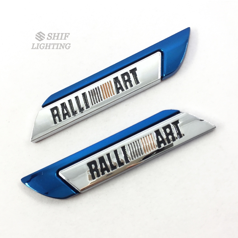 2pcs Stiker Emblem Logo Ralliart Bahan Metal Untuk Mobil Mitsubishi