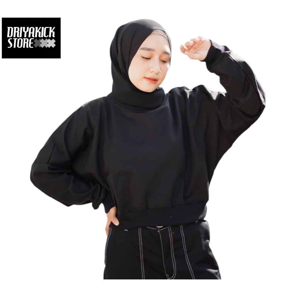 Oversize crop sweater - jet black