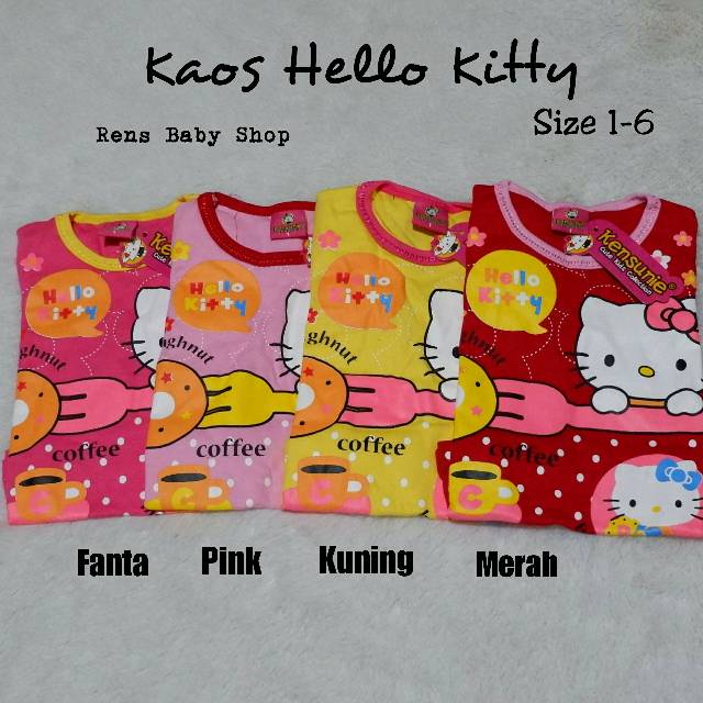 SNI Kaos atasan hello kitty anak bayi balita 1 2 3 4 tahun warna