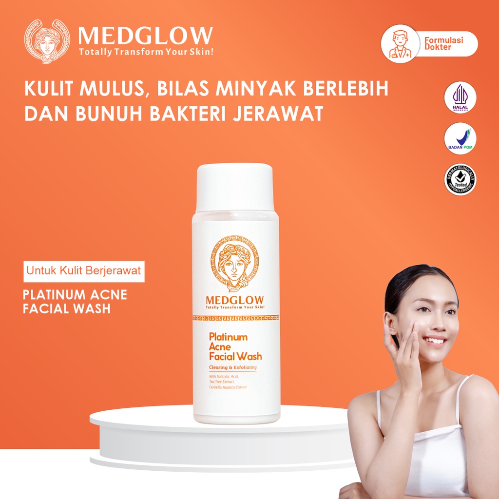 𝐌𝐄𝐃𝐆𝐋𝐎𝐖 𝐂𝐋𝐈𝐍𝐈𝐂 Platinum Acne Facial Wash | Sabun Pembersih Kulit Wajah Cuci Muka Cleanser Skincare A
