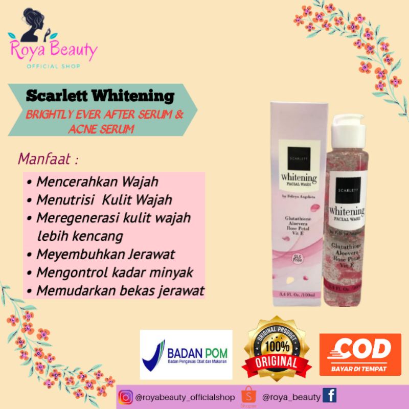 Scarlett Whitenning Facial Wash Pemutih wajah Pencerah Wajah Sekarlet Skincare