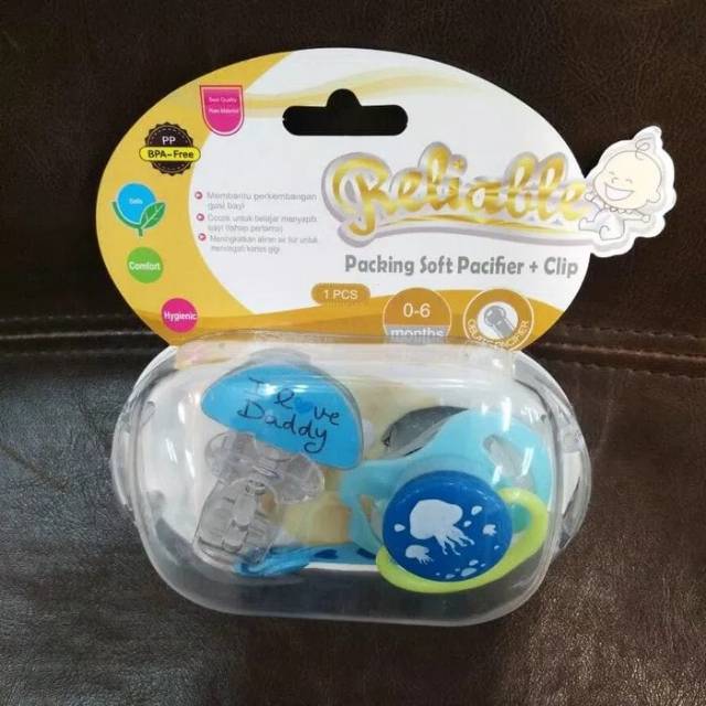 Empeng Reliable Packing Soft Pacifier + Clip lucu SNI BPA FREE Y1