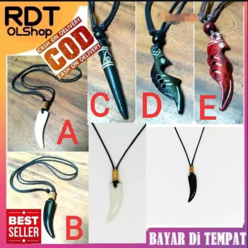Kalung taring/kalung etnik khas jogja/ kalung tali / bandul kalung / kalung Wanita / kalung pria