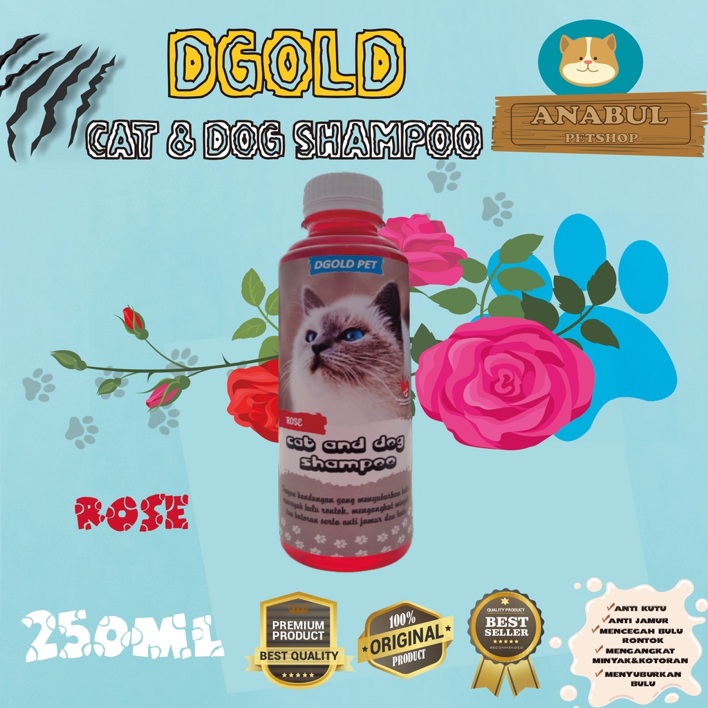 [GROSIR] SHAMPOO KUCING ANJING ANTI KUTU JAMUR DGOLD 250ML MENCEGAH BULU RONTOK VARIAN AROMA MAWAR,LANVENDER,JASMINE,KOPI,BUBBLEGUM