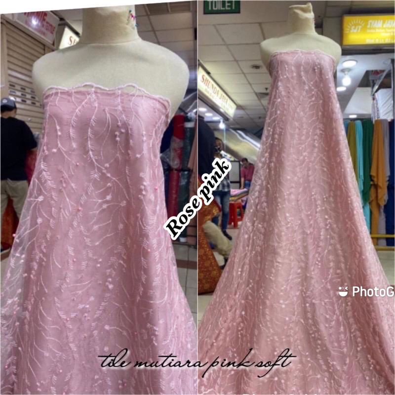 Kain Tile Akar Mutiara, Bahan Kebaya Brokat (Tile Padi)