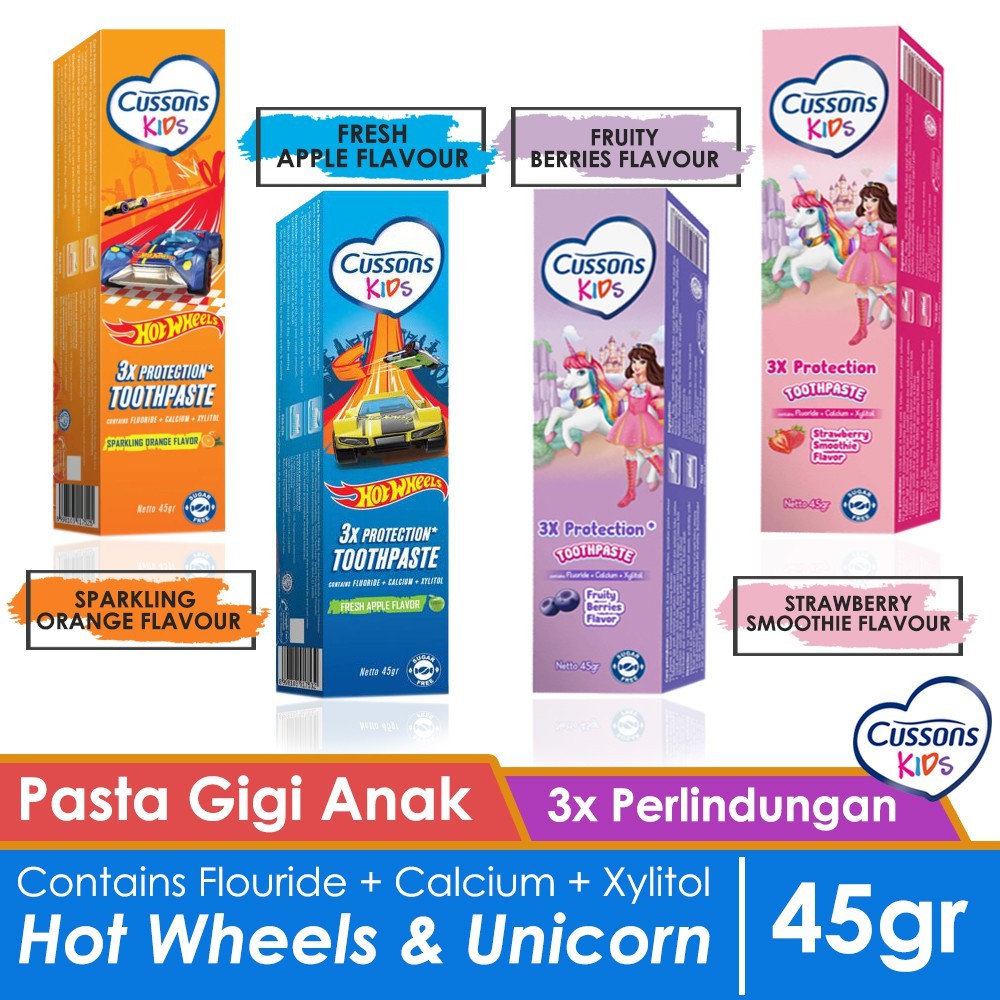 45 gr -  Pasta Gigi Anak CUSSONS KIDS TOOTHPASTE 3X 45gr orange apple berries strawberry odol