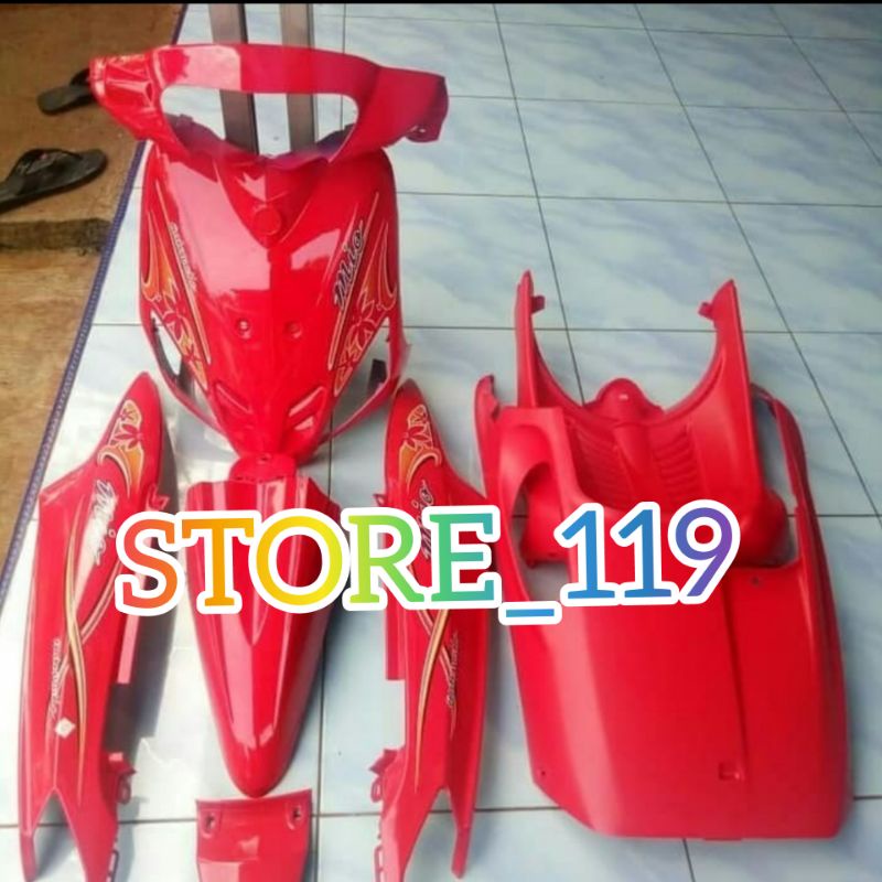 PAKET BODY HALUS MIO DAN DEK PARUH DAN DEK KOLONG MIO SPORTY MERAH CABE