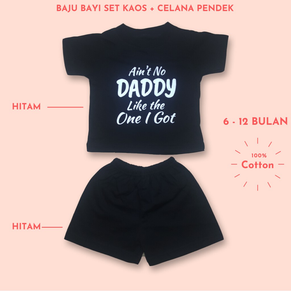  Baju  Bayi  Set Kaos  dan Celana Pendek 6  12 Bulan  Hitam 