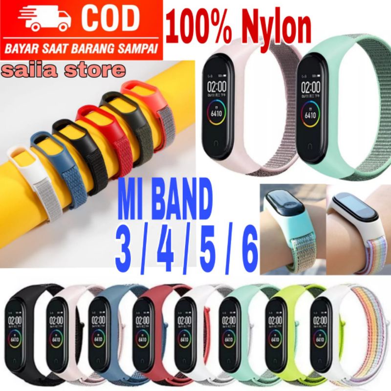 Saiia Store Nylon Strap Premium Mi band 3 / 4 / 5 / 6 / 7 Strap penganti Miband 3 4 5 6 7 Kualitas Terbaik