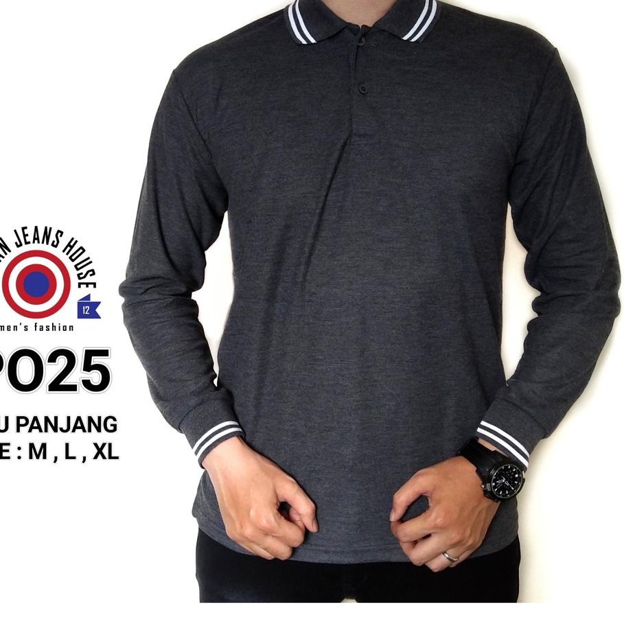 KAOS POLO PRIA LENGAN PANJANG , BAJU KERAH PRIA PANJANG