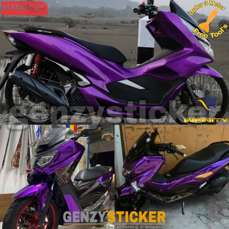 stiker skotlet ungu violet chrome mirror sticker ungu candy glossy metalik