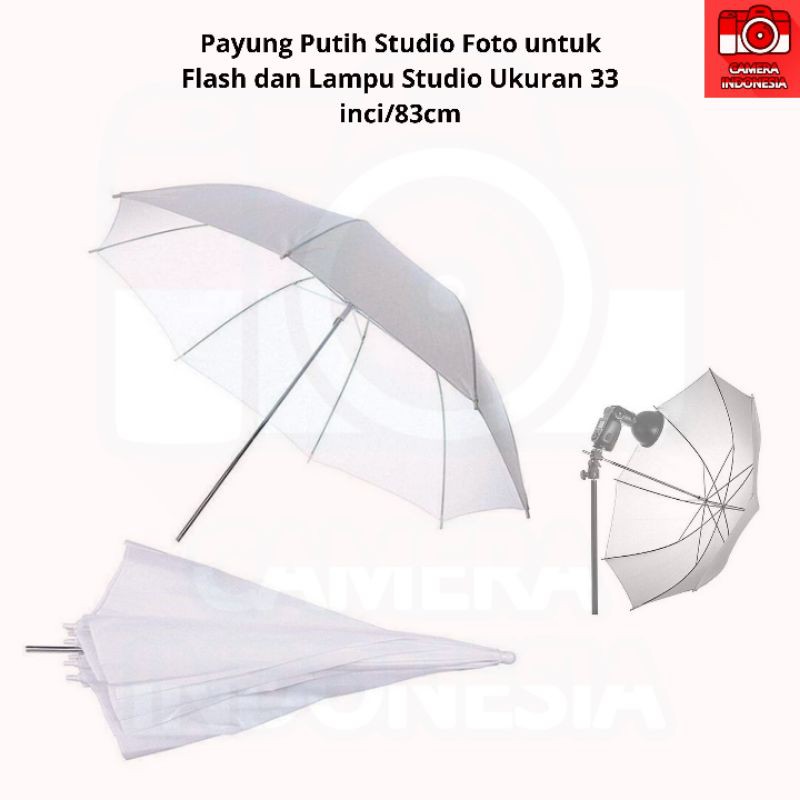 Payung Putih Transparan Fotografi Studio Indoor untuk Flash-Lampu Studio-Ac Slave ukuran 33inch 83cm