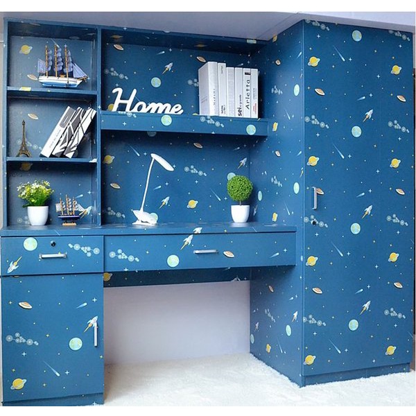 Wallpaper Stiker Dinding Kamar Anak Motif Planet Biru WPS PLANET Walpaper Walpeper Wolpeper Setiker 