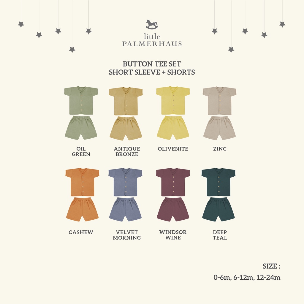 PROMO 7.7 PROMO BAJU LEBARAN WARNA TERLENGKAP Little Palmerhaus Button Tee Set Setelan piyama anak  setelan pendek anak  0 - 24 Bulan