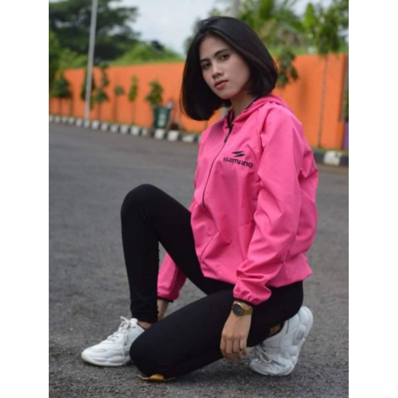 Jaket Running / Jaket Lari / Jaket Sepeda / Jaket Olahraga Shimano -Pink