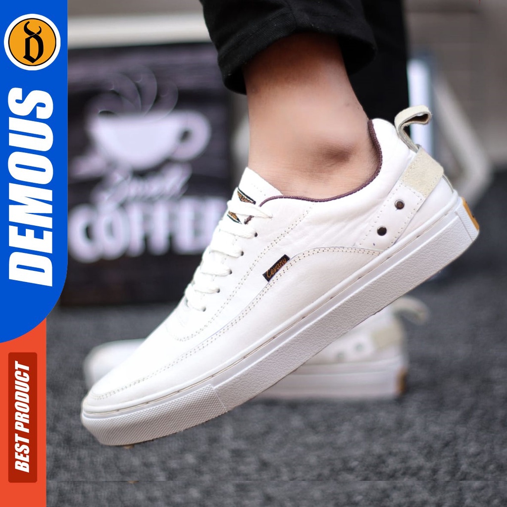 DEMOUS Cyre - Sepatu Sneakers Casual Tali Pria Kulit Asli