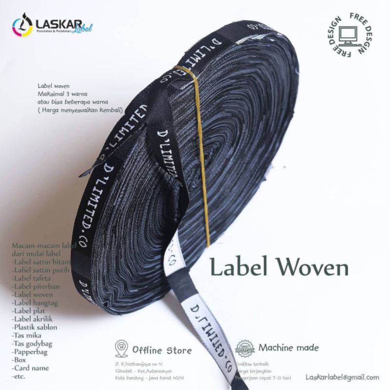 label Woven 1.5x5cm / label hijab / label gamis / label rajut / Woven rajut / Woven damask