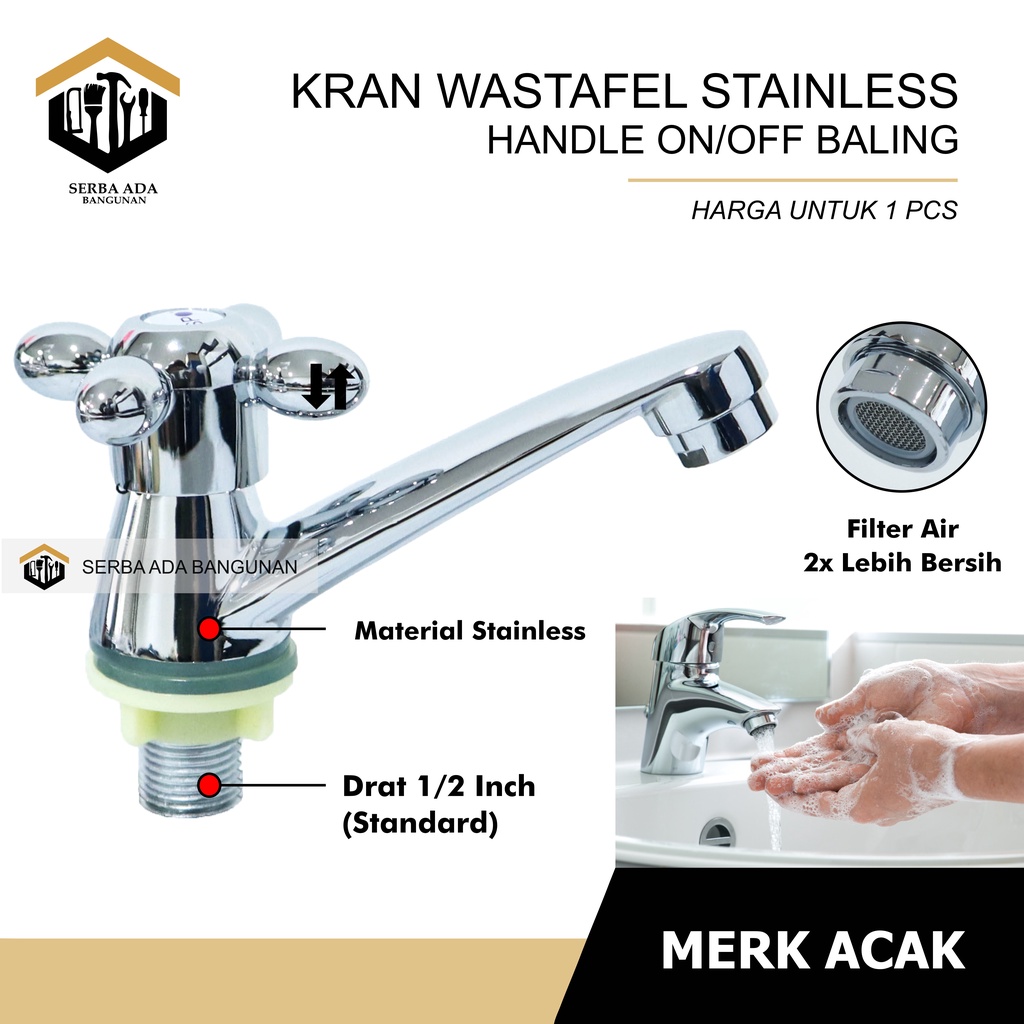 KRAN WASTAFEL CUCI TANGAN BAHAN BABET STAINLESS TEBAL (BUKAN PVC YA) KUALITAS TEBAL KUAT TERMURAH