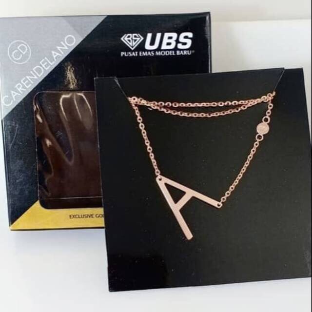 Kalung Carendelano Huruf UBS Emas Kadar 750 White Gold