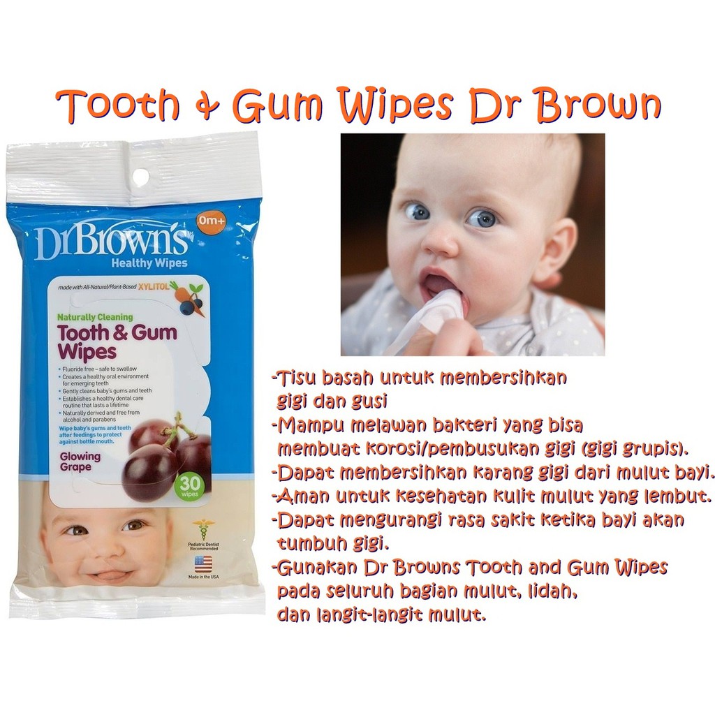 Tooth &amp; Gum Wipes Dr Brown / TISSUE MULUT BAYI exp 03/2024