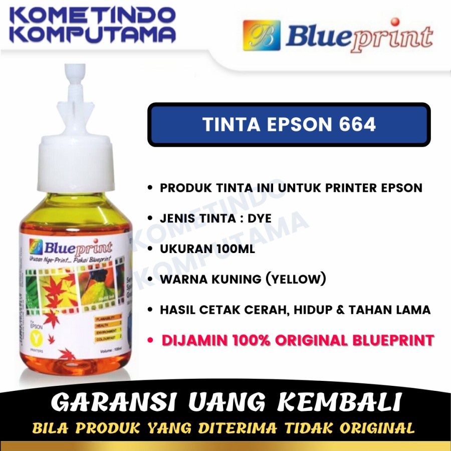 YELLOW Epson 664 BLUEPRINT 100ml CP Tinta Botol KUNING 100% ORIGINAL