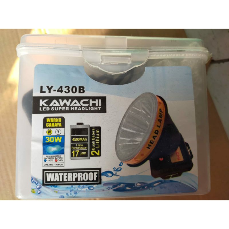 Senter Kepala Kawachi LY 430 Waterproof / Headlight Kawachi LY 430 30 Watt