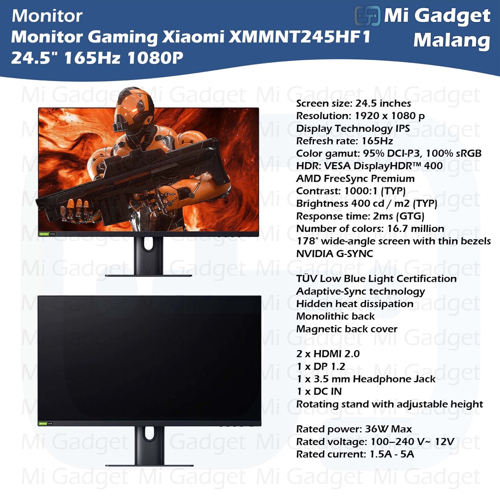 Led Monitor Gaming XMMNT245HF1 24.5&quot; 165Hz 1080P HDR Free-Sync