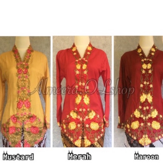 kebaya encim bordir bunga warna kombinasi 6L Ld 125 dan 7L Ld 130