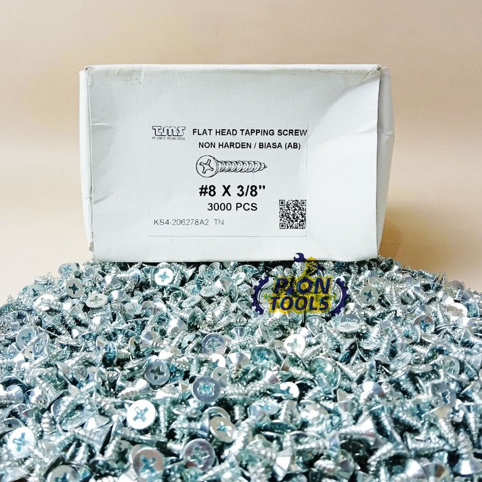 50 pc TAPPING JF 8x3/8 Sekrup Tapping FH Sekrup Kepala Rata