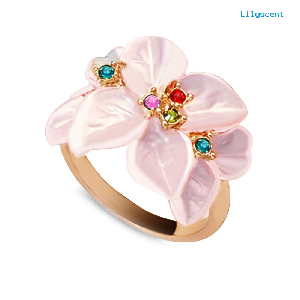 Ls Cincin Wanita Bahan Alloy Desain Bunga Menarik Untuk Pesta Pernikahan / Hadiah