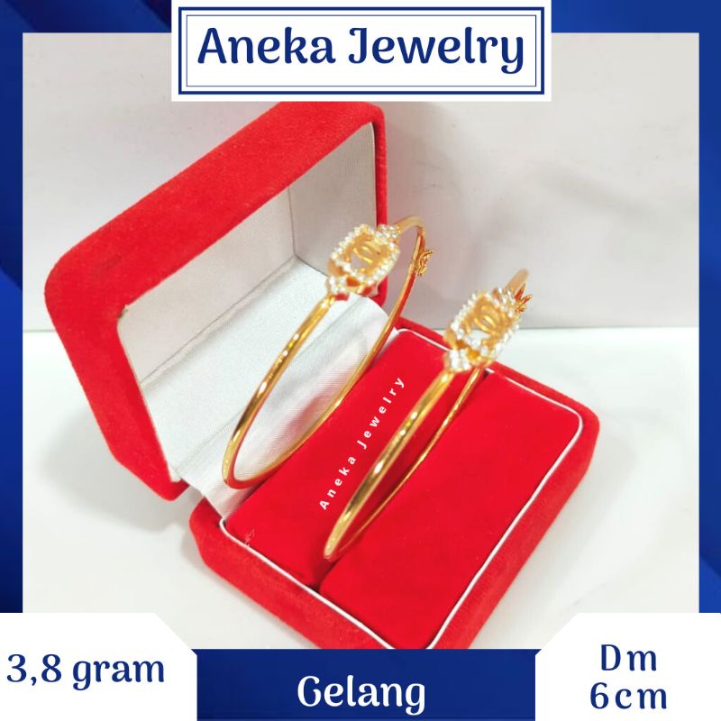 Gelang Pipa Fashion Kotak Cor Mata2, Perak 925, Lapis Emas Rosegold