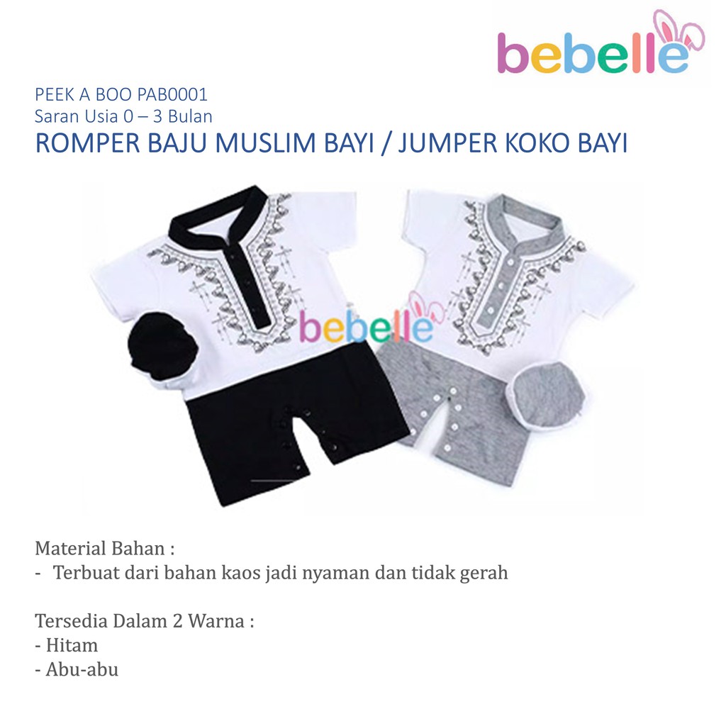 BEBELLE ROMPER BAJU MUSLIM BAYI / JUMPER KOKO BAYI USIA 0-3 M - BELLA SHOP