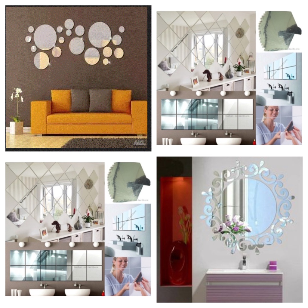 CERMIN STICKER DINDING / STICKER KACA FILM WALL WALLPAPER MIROR DEKORASI