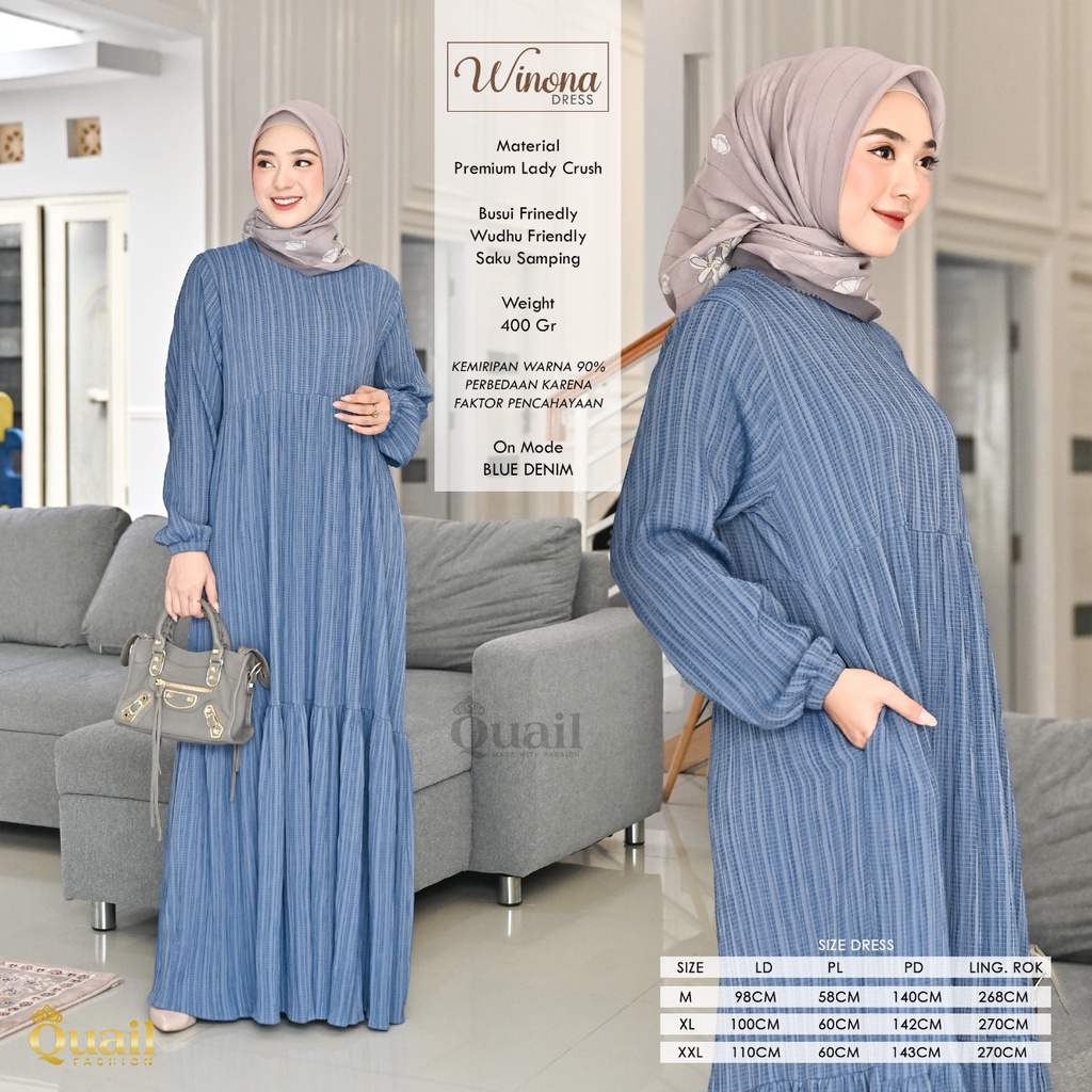 WINONA Dress Gamis Simpel Quail Hijab Bahan Premium Lady Crush Ori