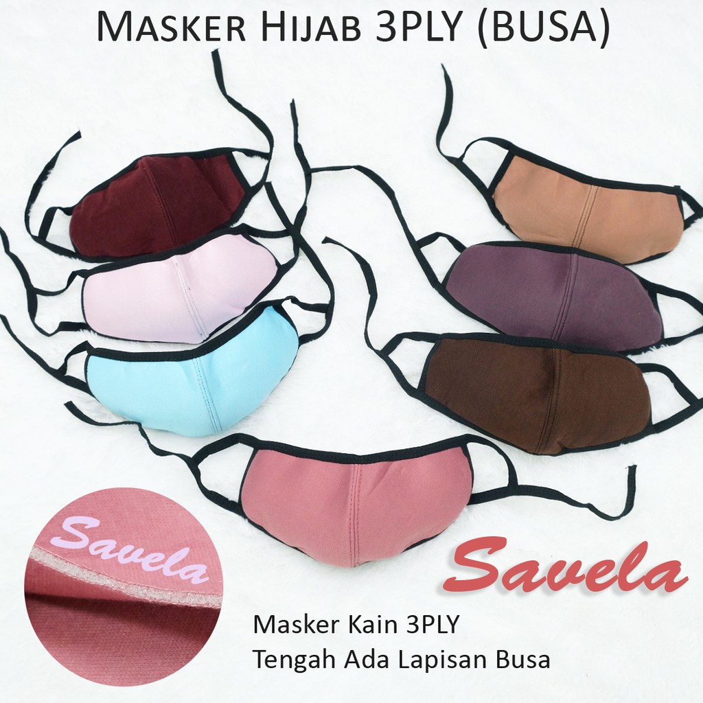 MASKER 3Ply | Masker Kain + Busa 3 Lapis / Bisa Di Cuci / Masker Hijab / art SVL MK 01