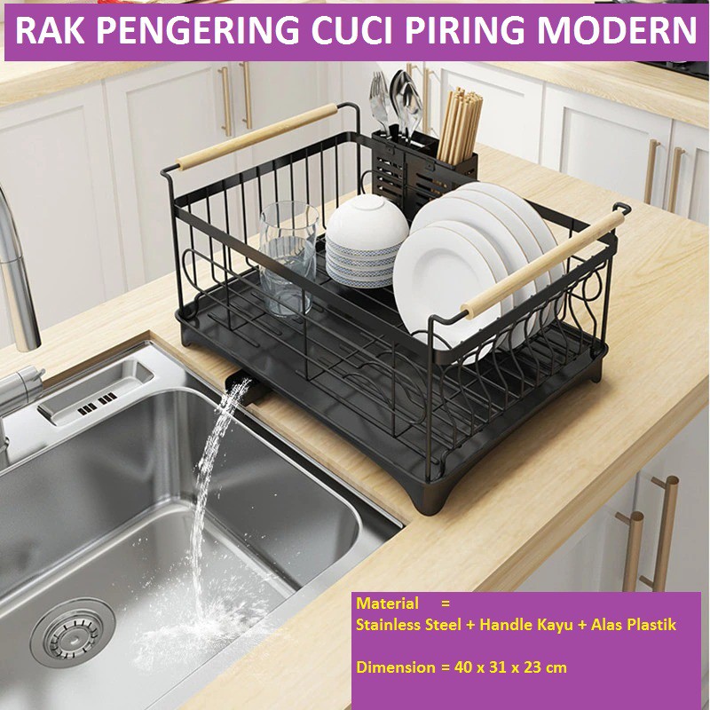 Rak Pengering Cuci Piring Modern / Kitchen Organizer Dish Rack Drain Basket