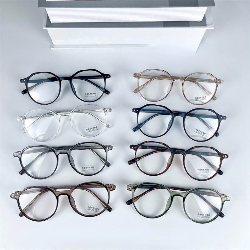 (YUZHU) Tr90 Kacamata Fashion Gaya Retro Korea Frame Bulat Bahan Metal Untuk Wanita