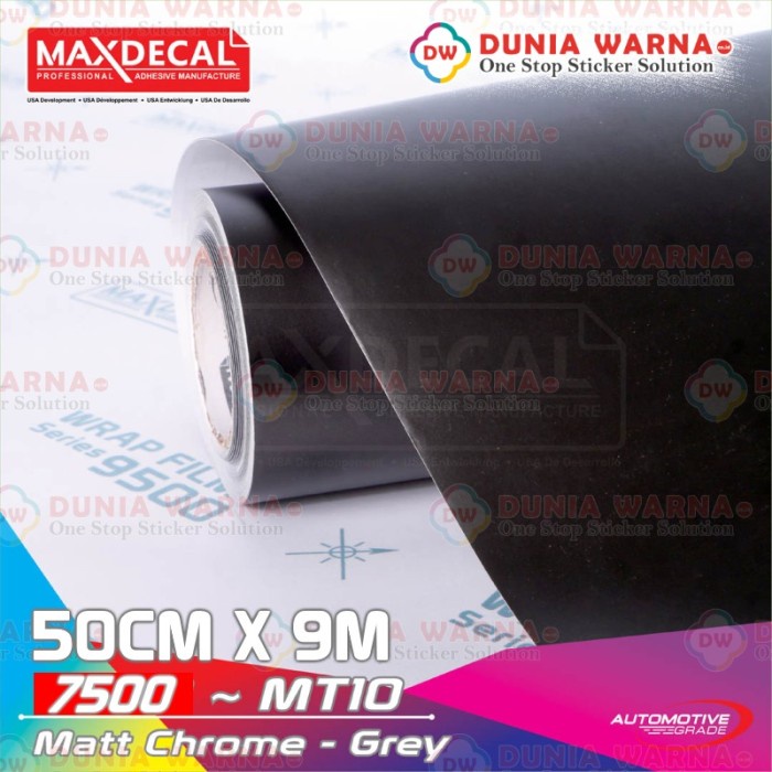 MAXDECAL/ROLL - ORI - 7500 MT10 GREY Matt Chrome Doff Abu Gelap Metalik Dop